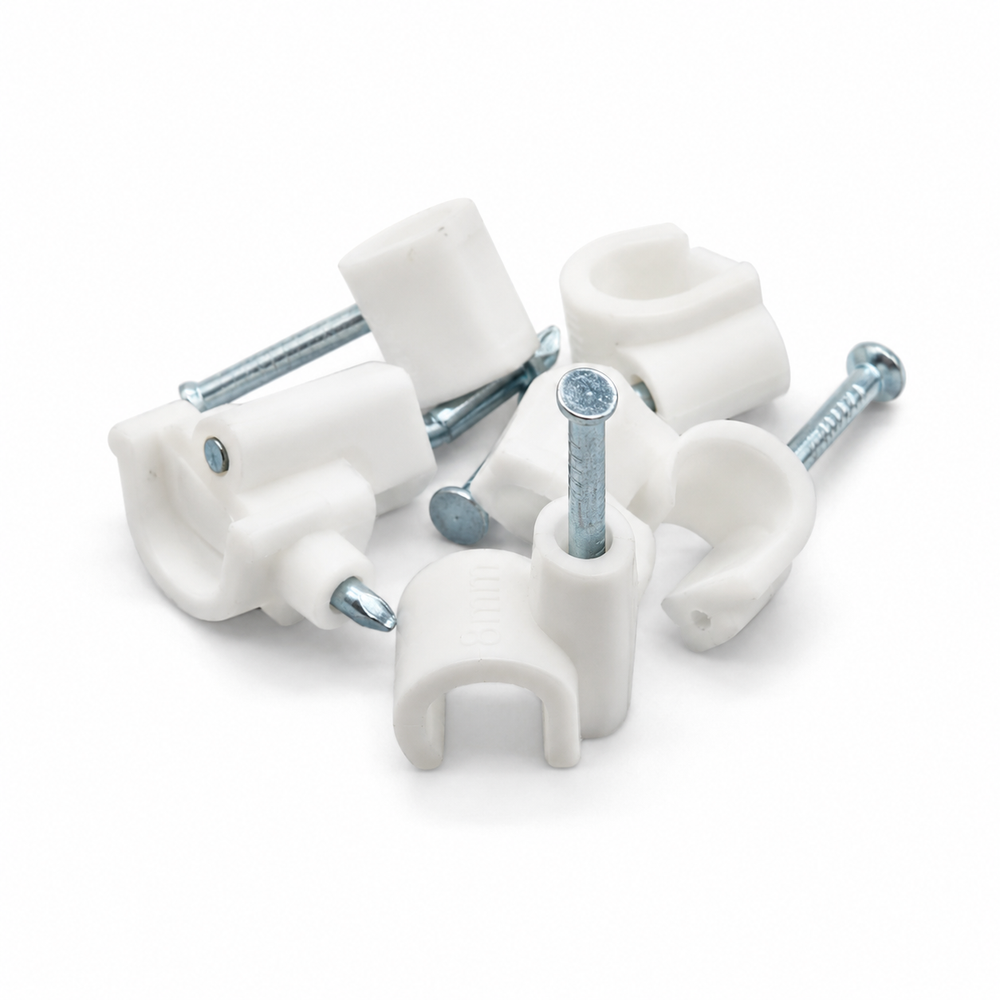Cable Clip Round 8-12mm Cable White (Jar100)