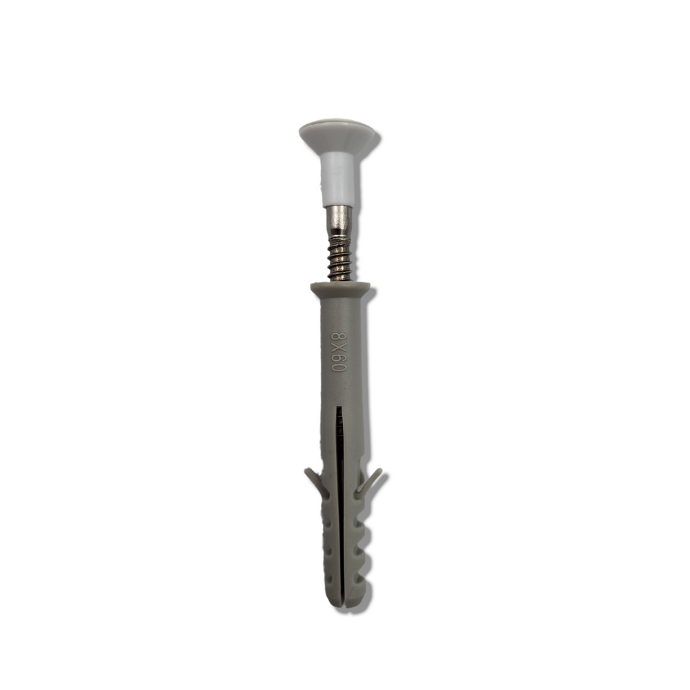 SQ Pan Screw SET SS 11G x 60mm  c/w Anchor Cap & Sleeve WH