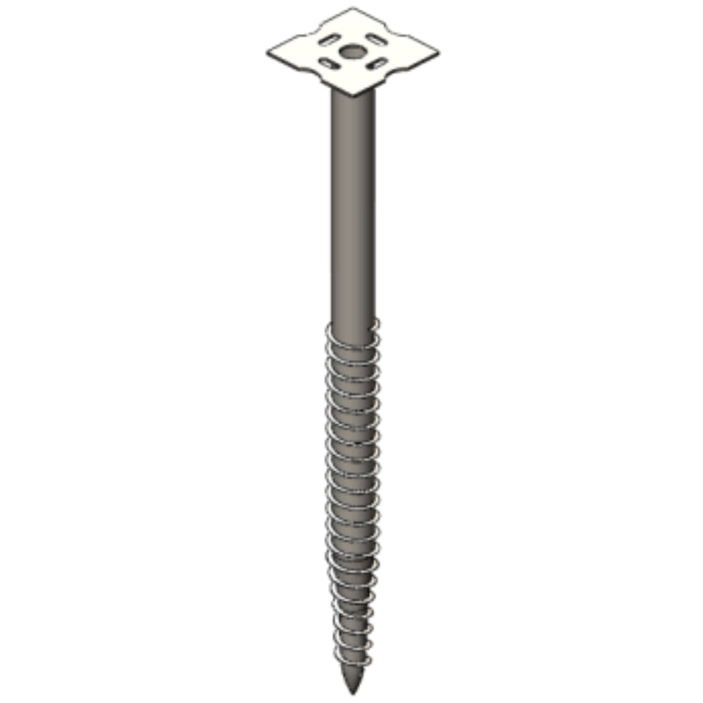 PV-ezRack Ground Screw Ø76*3.5*1600mm, with Quadrate flange and Continuous Small blade