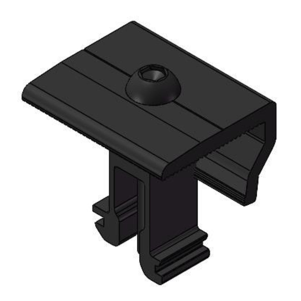 PVezRack, Zano End Clamp for Frame Height 28-42mm, 50 mm Length, Black Anodized