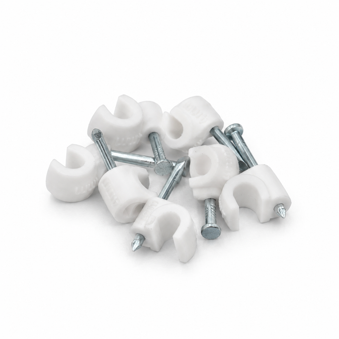 Cable Clip Round 4-7mm Cable White (Jar100)