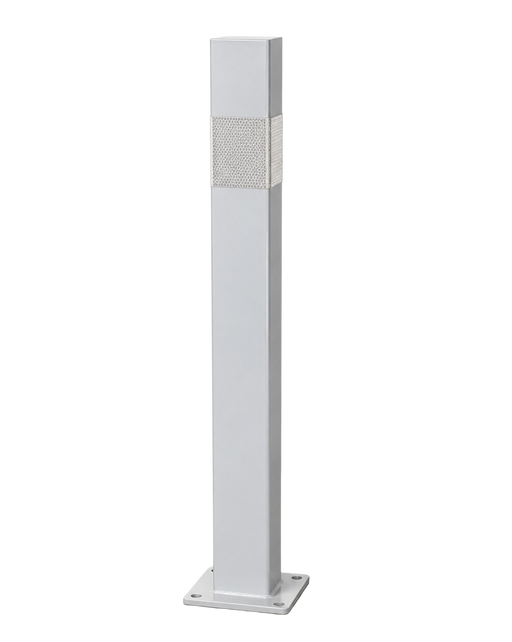 Bollard Rectangular White 80x60mm with White Reflective Strip