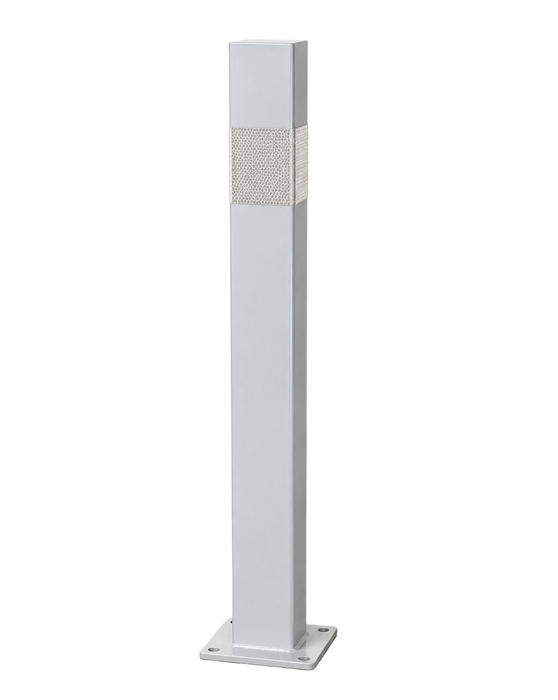 Bollard Rectangular White 80x60mm with White Reflective Strip