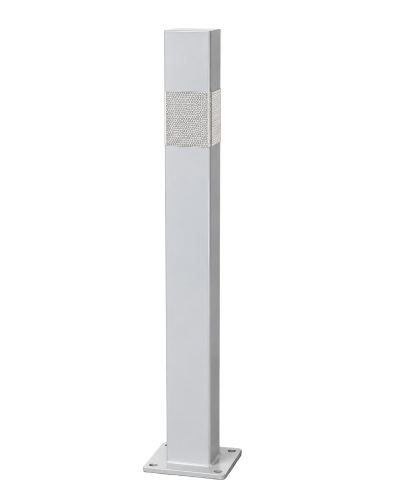 Bollard Rectangular White 80x60mm with White Reflective Strip