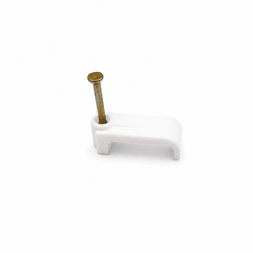 Cable Clip Flat 2.5mm Twin & Earth White (Jar100)