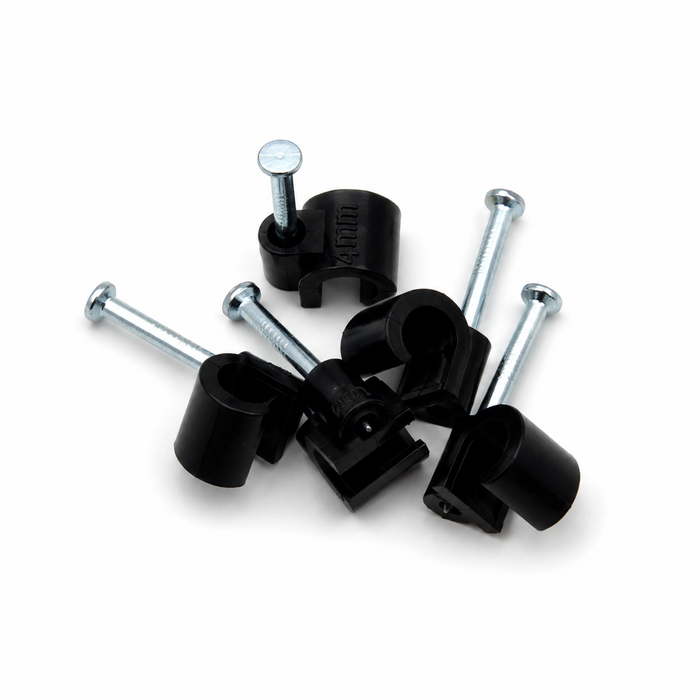 Cable Clip Round 4-7mm Cable Black (Jar100)