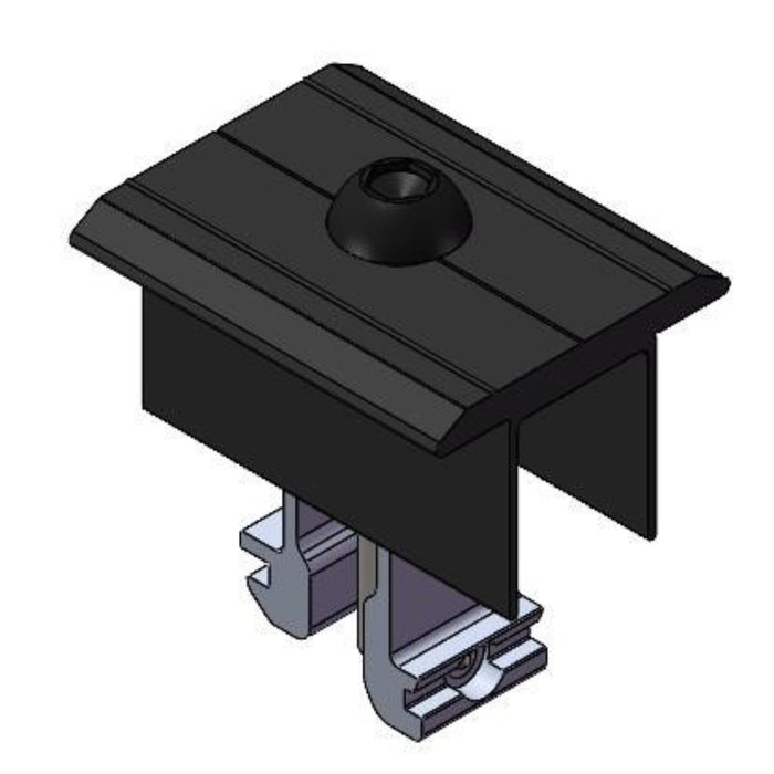 PV-ezRack, Zano Inter Clamp 28-42 mm, Length 50 mm with Grounding Pins, Black Anodized