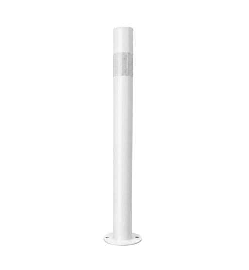 Bollard Round White 76mm  with White Reflective Strip