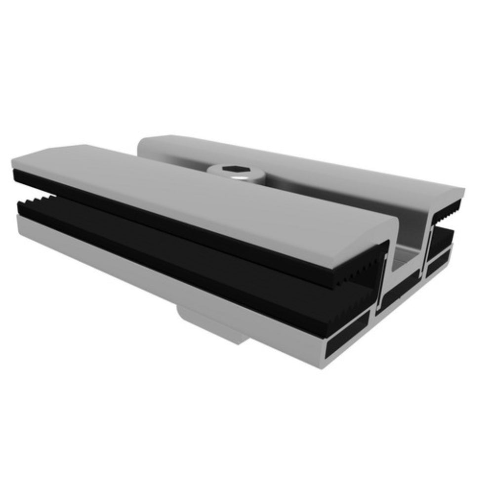 "Inter Clamp for 6mm Frameless Module (glued EPDM) Length 150mm"
