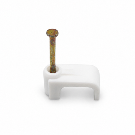 Cable Clip Flat 6mm Twin & Earth White (Jar100)