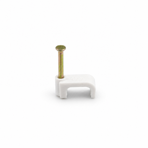 Cable Clip Flat 4mm Twin & Earth White (Jar100)