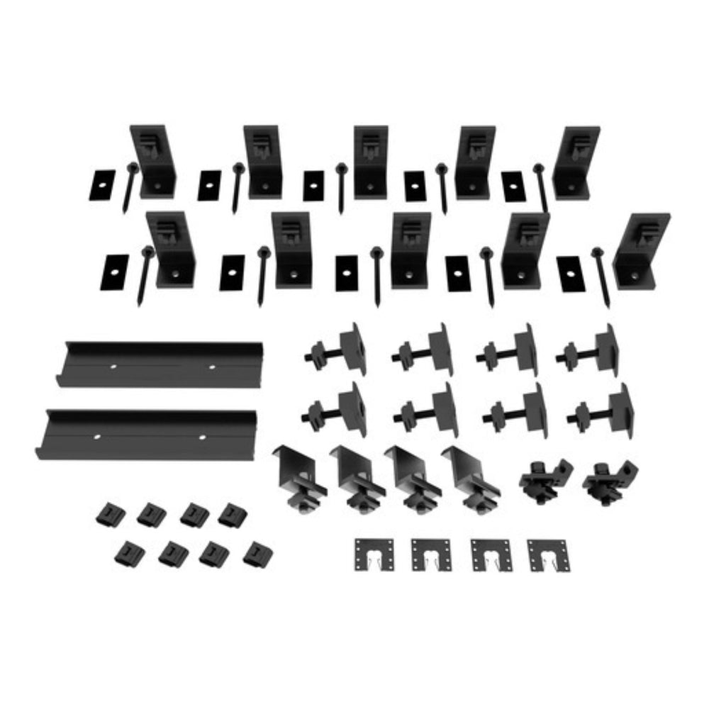Kit for SolarRoof Tin Roof for use with ECO-Rails for 4 panels with 30mm clamps, Black Anodized