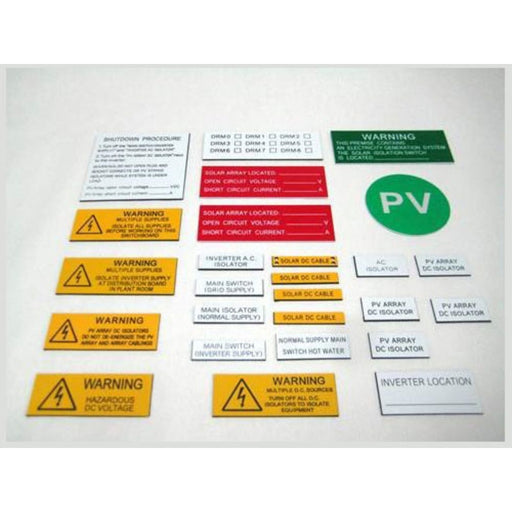 Solar PV Label Kit Deluxe