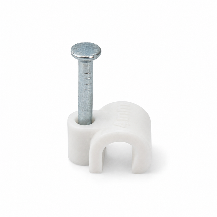 Cable Clip Round 4-7mm Cable White (Jar100)
