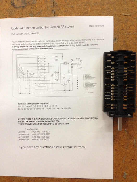 8 Position Function Switch (Black) for main oven