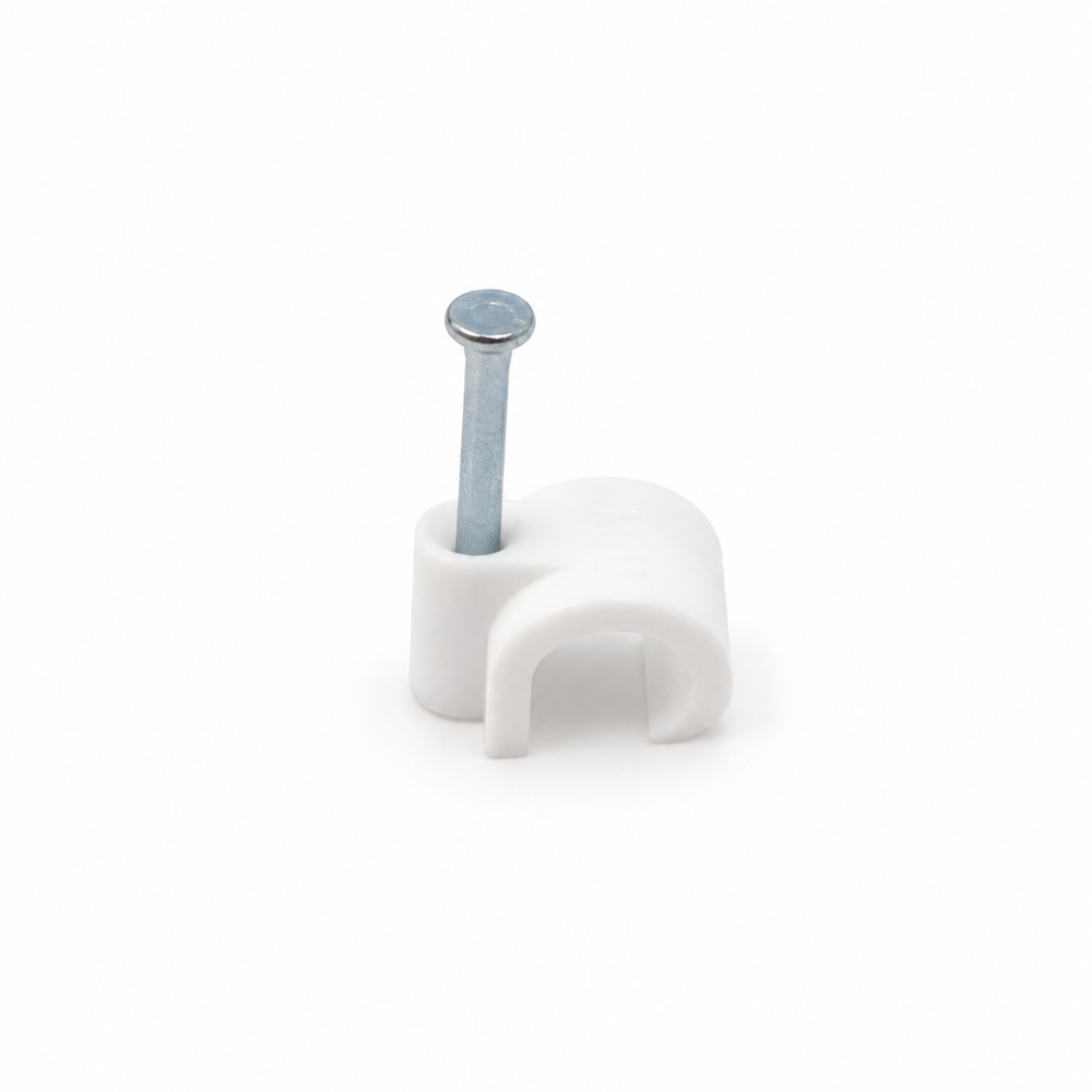 Cable Clip Round 8-12mm Cable White (Jar100)