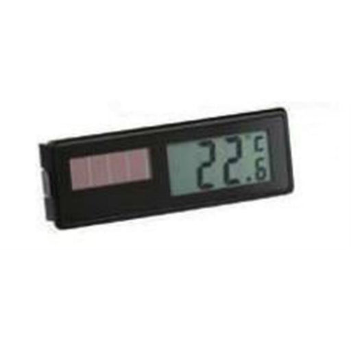 LCD electronic thermometer with solar + cell supply